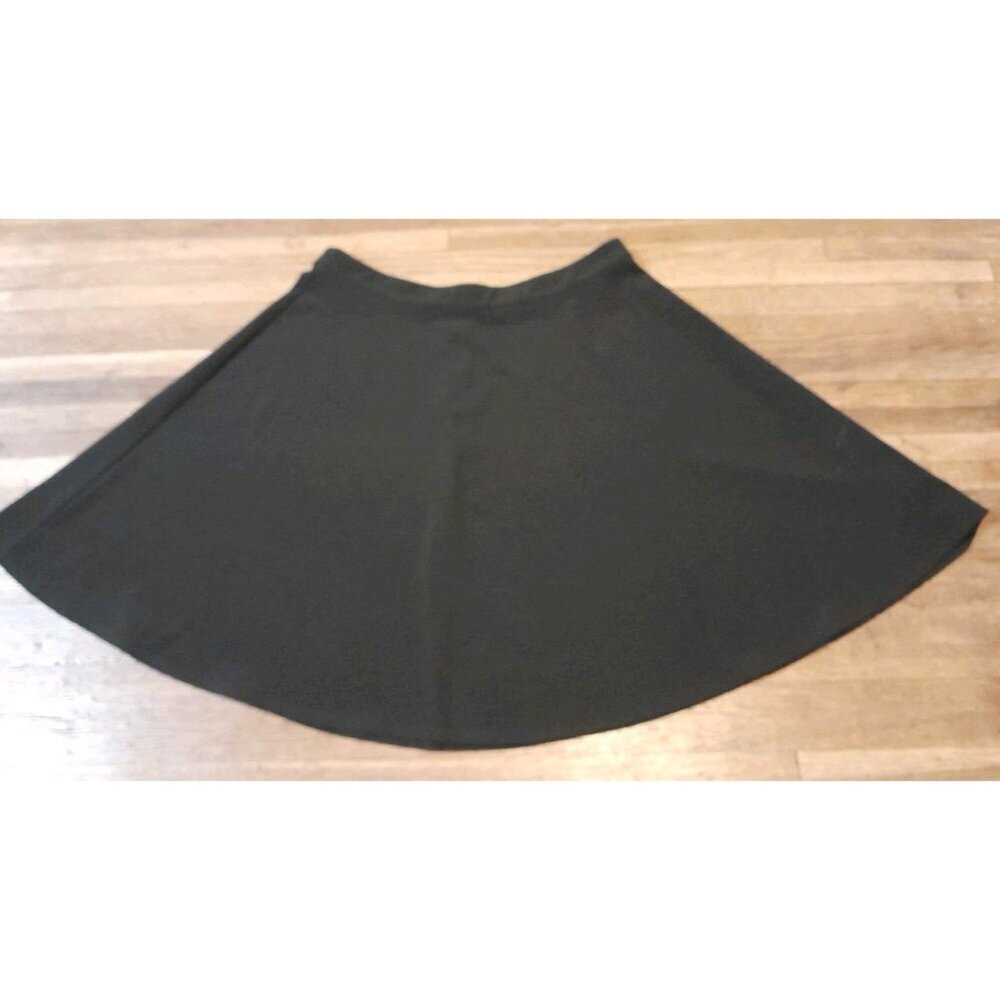 Womens Preppy Goth Academia Size 2XL Midi Minimalist Circle Skirt Black